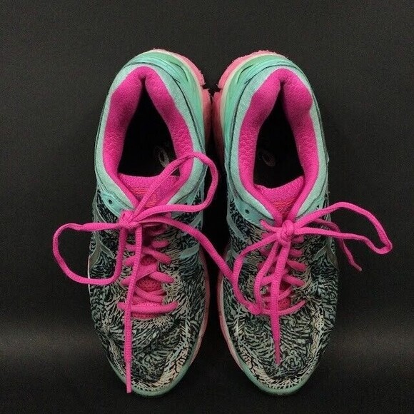 Asics Gel-Kayano 22 -Women's Sz 8.5-Light Blue/Zebra Pattern Running Shoes T5A6N - Picture 4 of 9